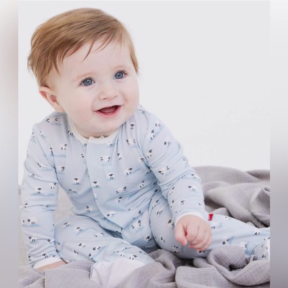 Magnetic Me Light Blue Sheep Print Kids Pajamas - Picture 1 of 5